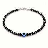 925 Sterling Silver Nazaria Bracelet with Black Beads & Evil Eye Charm