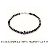 925 Sterling Silver Nazaria Bracelet with Black Beads & Evil Eye Charm