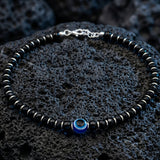 925 Sterling Silver Nazaria Bracelet with Black Beads & Evil Eye Charm
