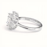 925 Sterling Silver Cushion-Cut Halo Ring with Starburst Cubic Zirconia