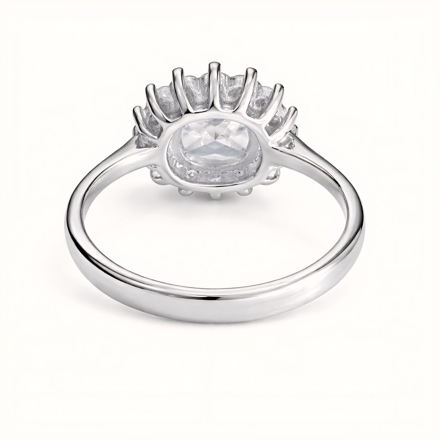 925 Sterling Silver Cushion-Cut Halo Ring with Starburst Cubic Zirconia