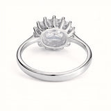 925 Sterling Silver Cushion-Cut Halo Ring with Starburst Cubic Zirconia