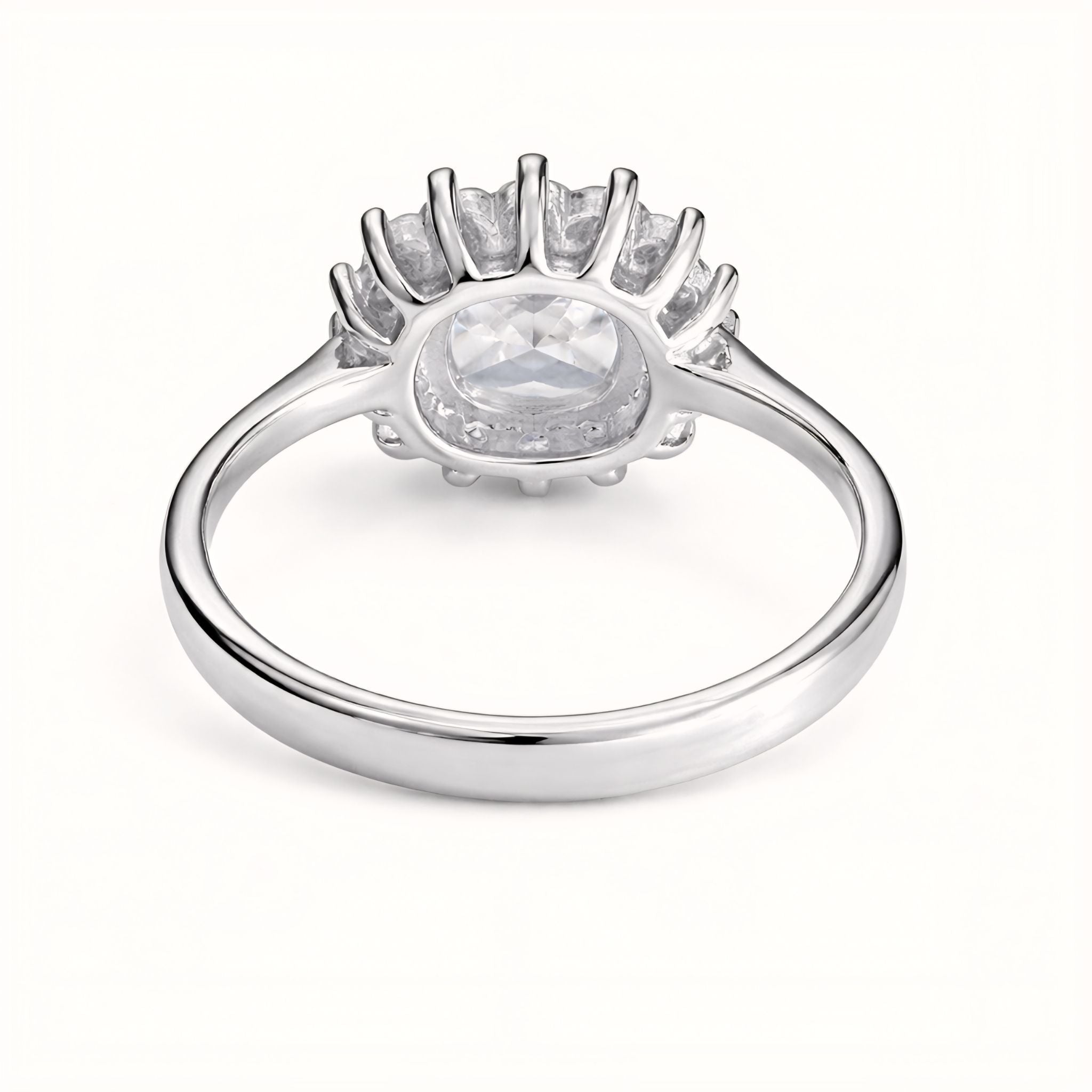 925 Sterling Silver Cushion-Cut Halo Ring with Starburst Cubic Zirconia