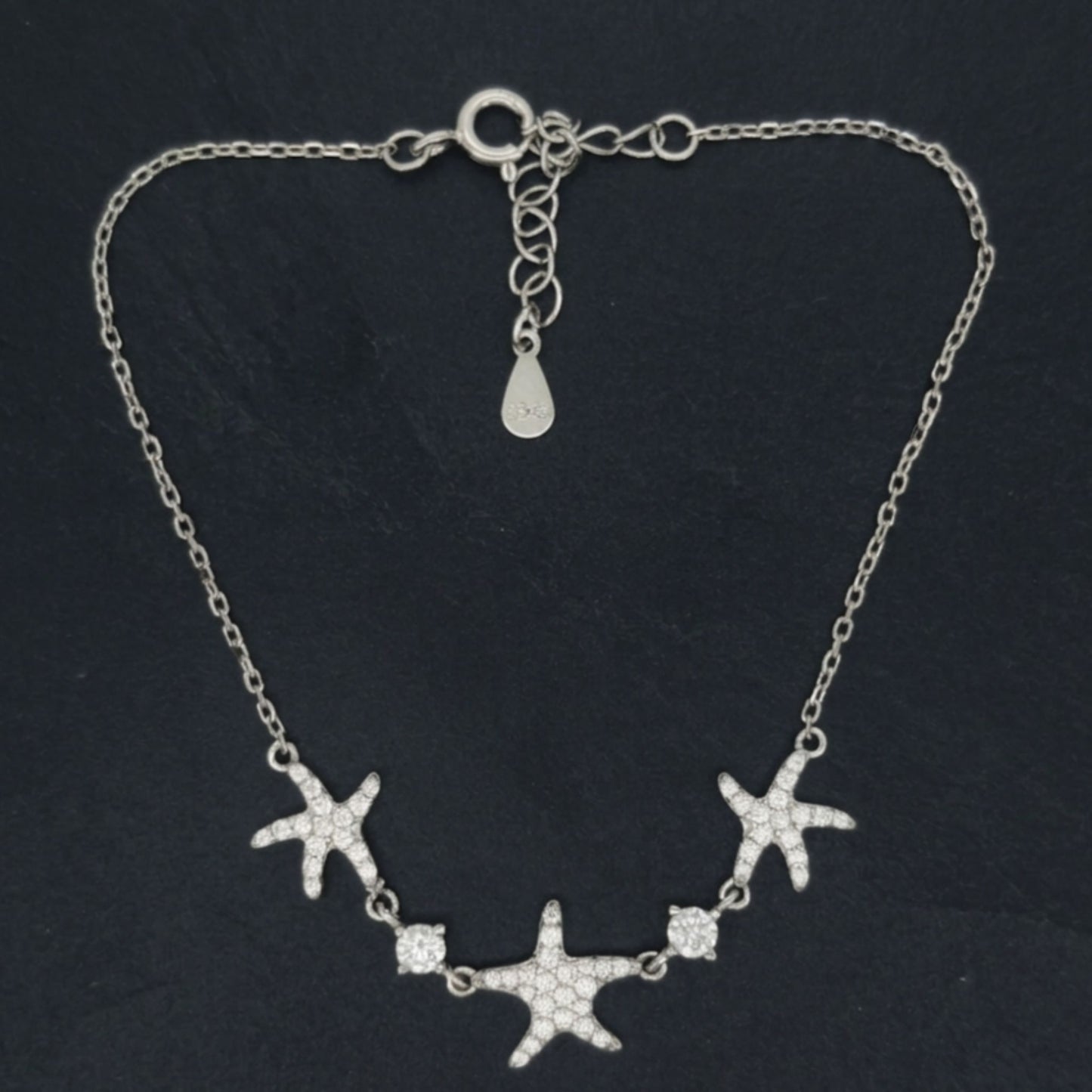 CZ Stone Starfish Charm Bracelet in 925 Sterling Silver