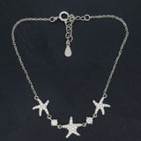 CZ Stone Starfish Charm Bracelet in 925 Sterling Silver