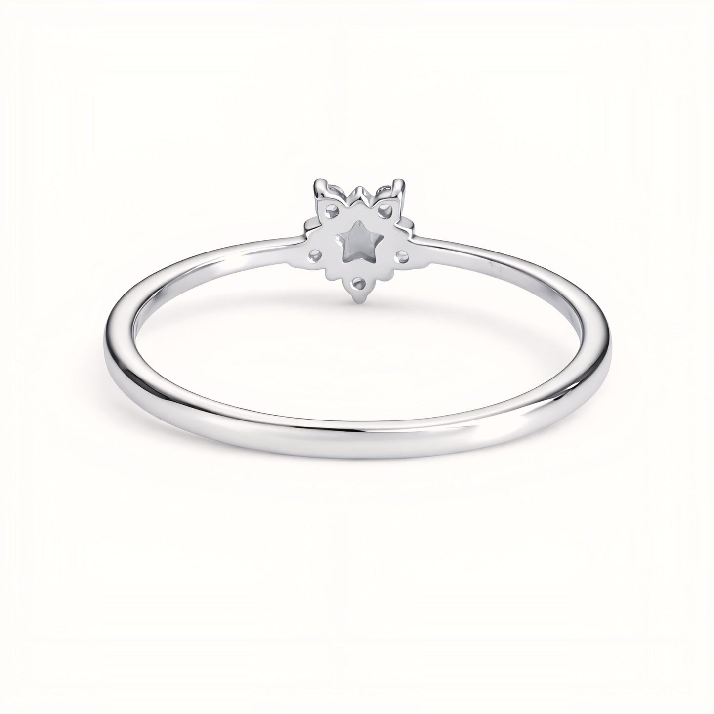 925 Sterling Silver Celestial Star Ring with Cubic Zirconia