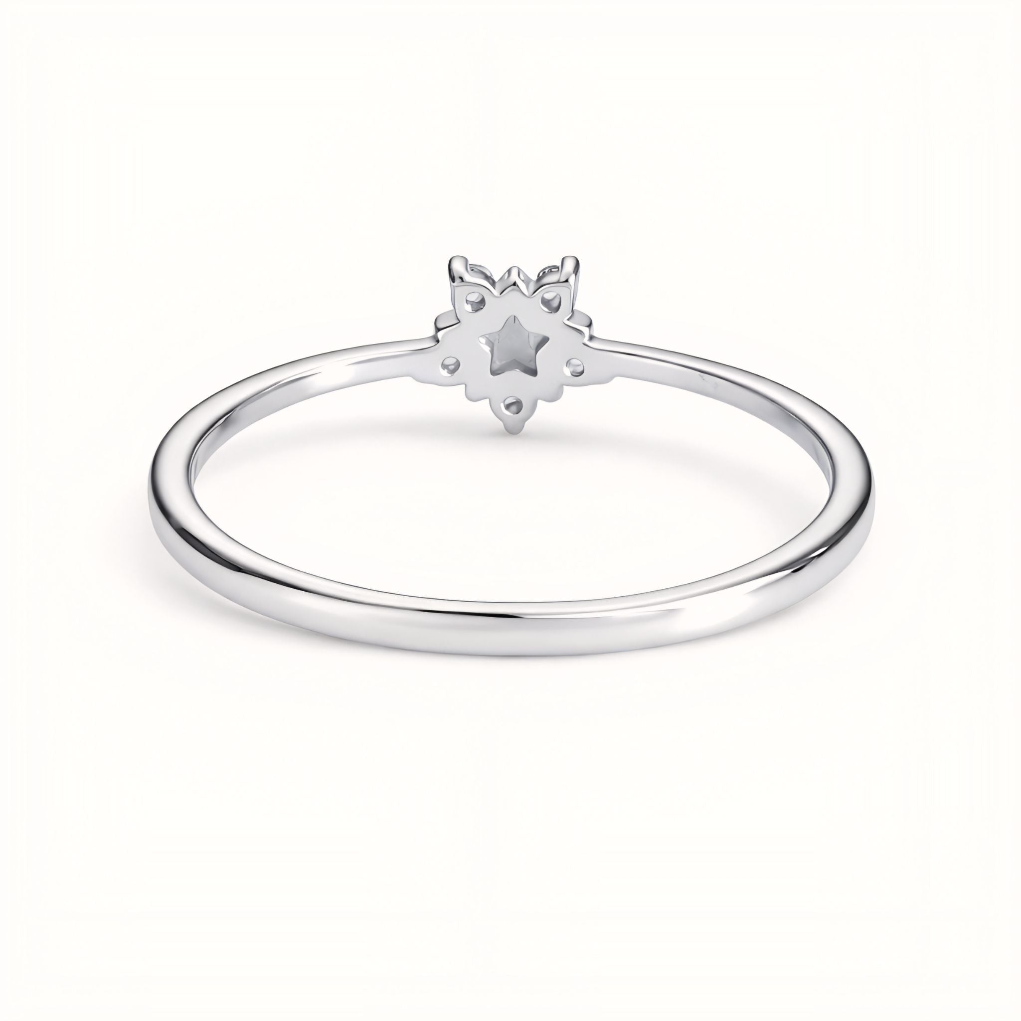 925 Sterling Silver Celestial Star Ring with Cubic Zirconia