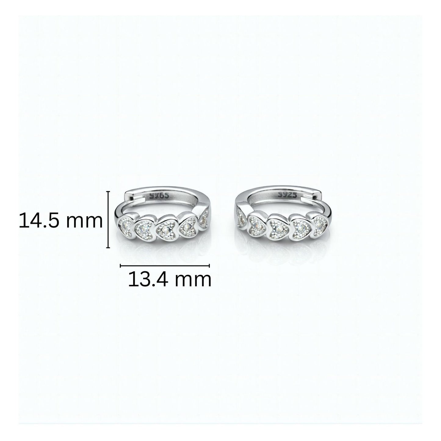 925 Sterling Silver Heart Hoop Earrings With Cubic Zirconia