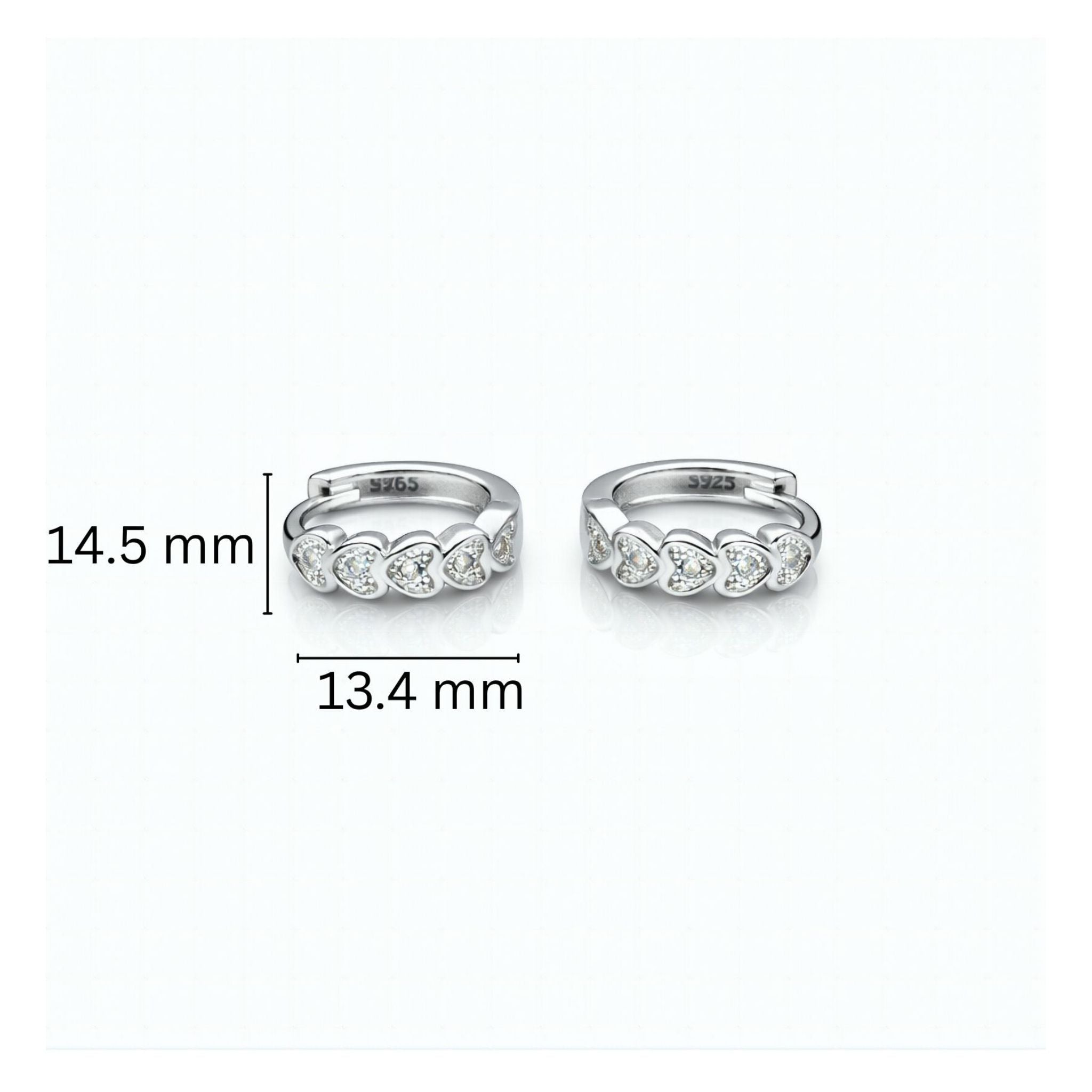925 Sterling Silver Heart Hoop Earrings With Cubic Zirconia