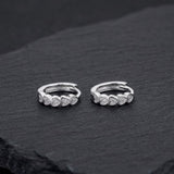 925 Sterling Silver Heart Hoop Earrings With Cubic Zirconia