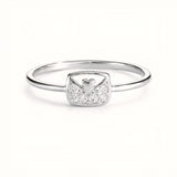 925 Sterling Silver Love Letter Envelope Ring with Cubic Zirconia