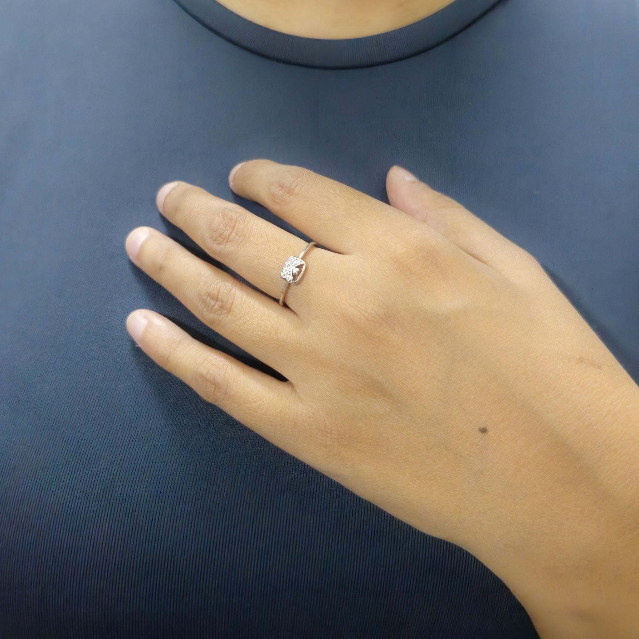925 Sterling Silver Love Letter Envelope Ring with Cubic Zirconia