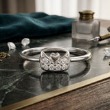 925 Sterling Silver Love Letter Envelope Ring with Cubic Zirconia