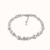 925 Sterling Silver Heart & Infinity Link Bracelet with Cubic Zirconia