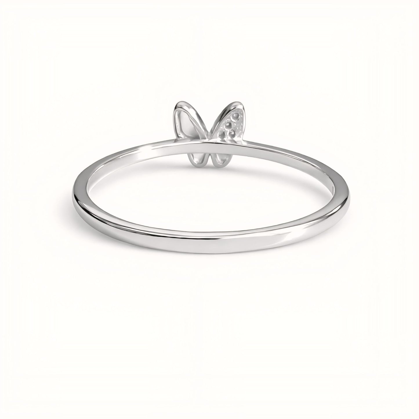 925 Sterling Silver Asymmetrical Butterfly Ring with Cubic Zirconia