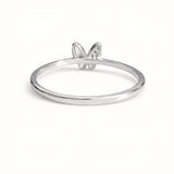 925 Sterling Silver Asymmetrical Butterfly Ring with Cubic Zirconia