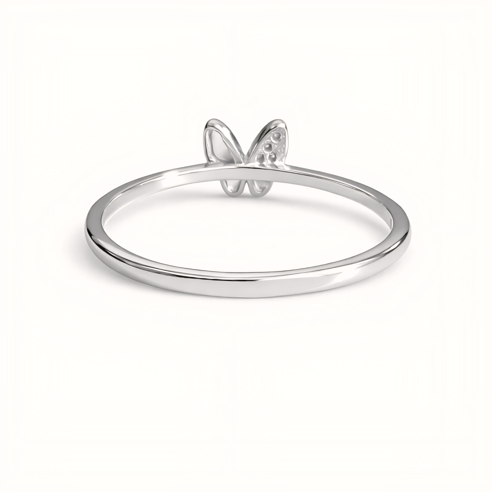 925 Sterling Silver Asymmetrical Butterfly Ring with Cubic Zirconia