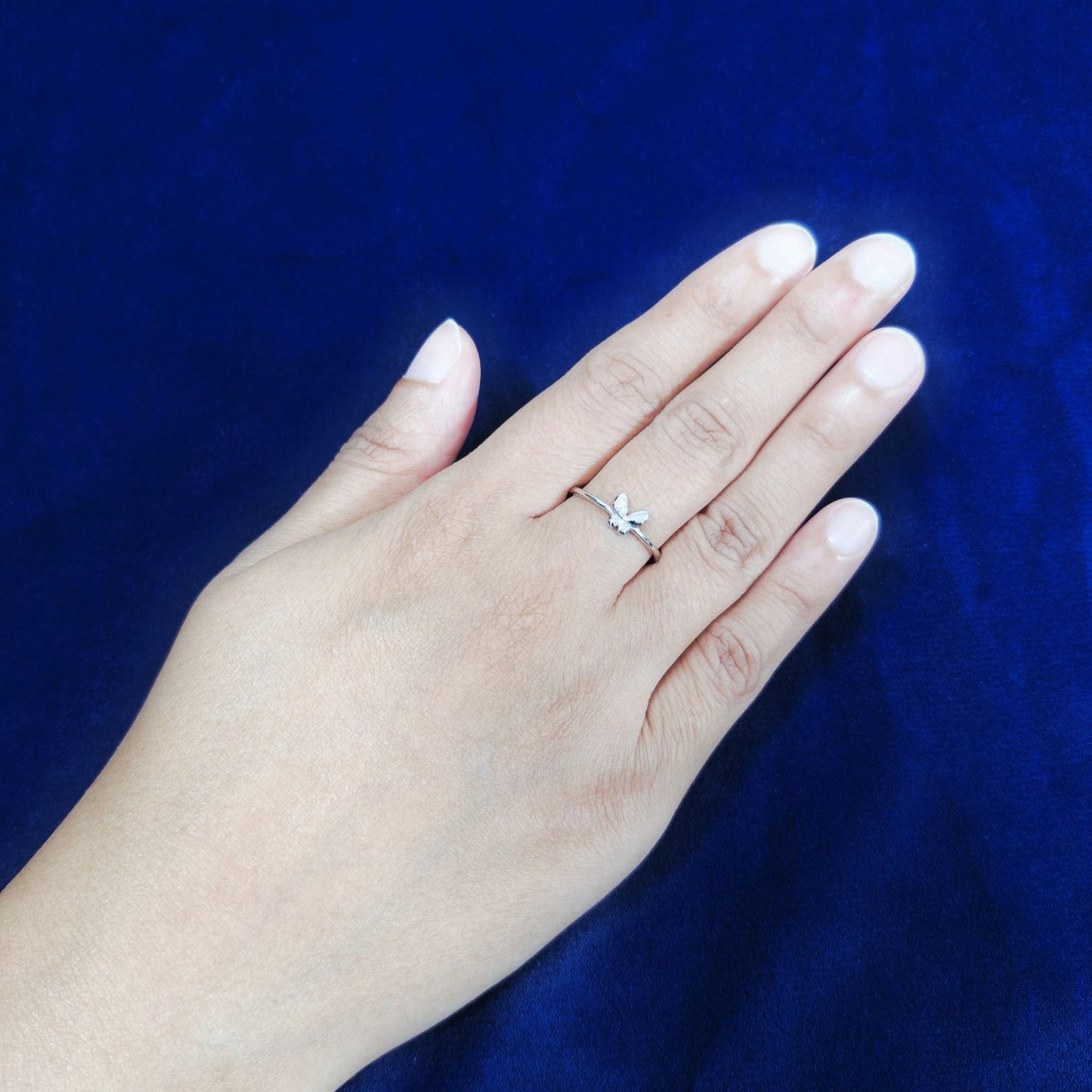 925 Sterling Silver Asymmetrical Butterfly Ring with Cubic Zirconia