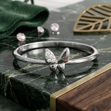 925 Sterling Silver Asymmetrical Butterfly Ring with Cubic Zirconia