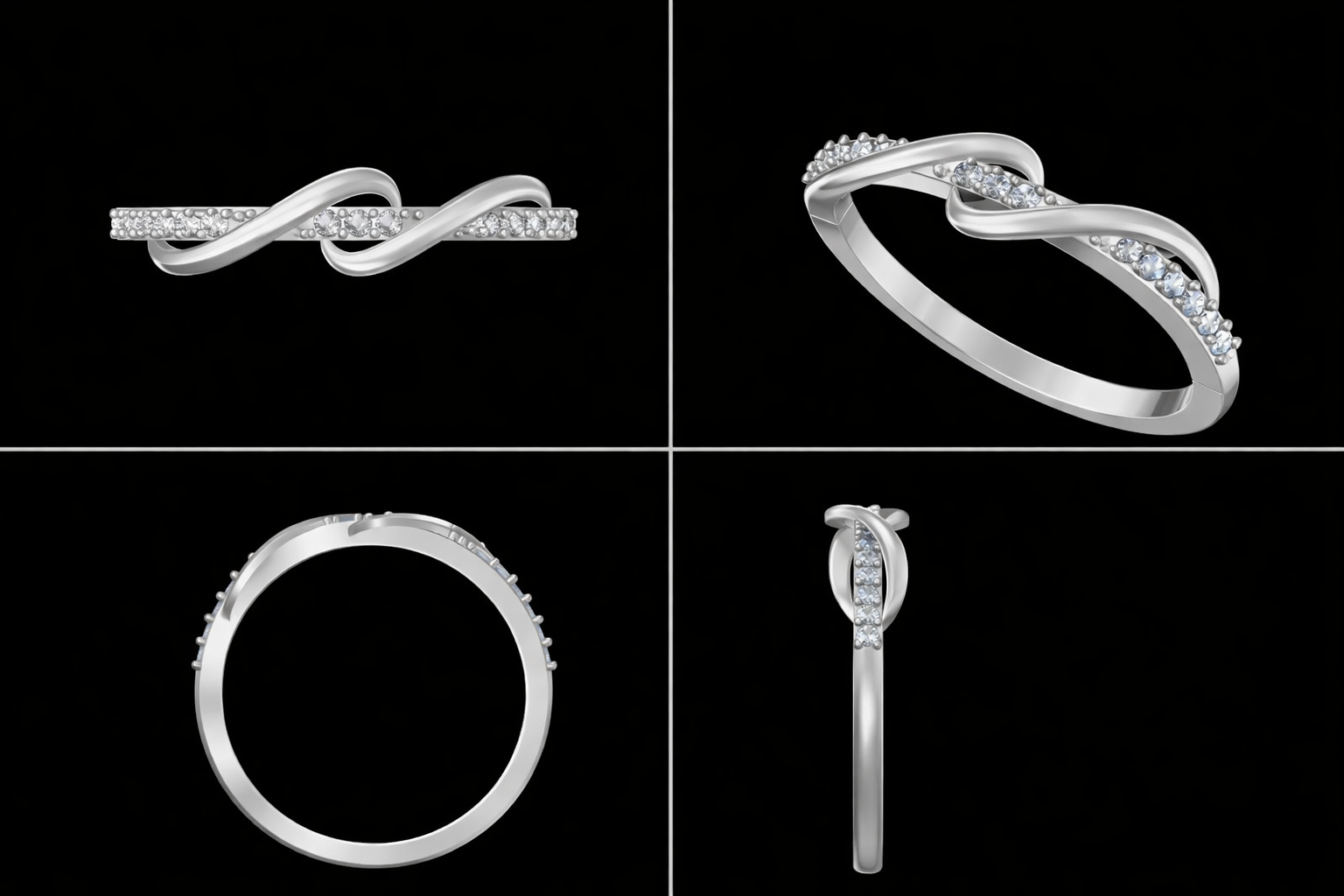 Elegant Infinity Twist Lab Grown Diamond Ring in 925 Sterling Silver