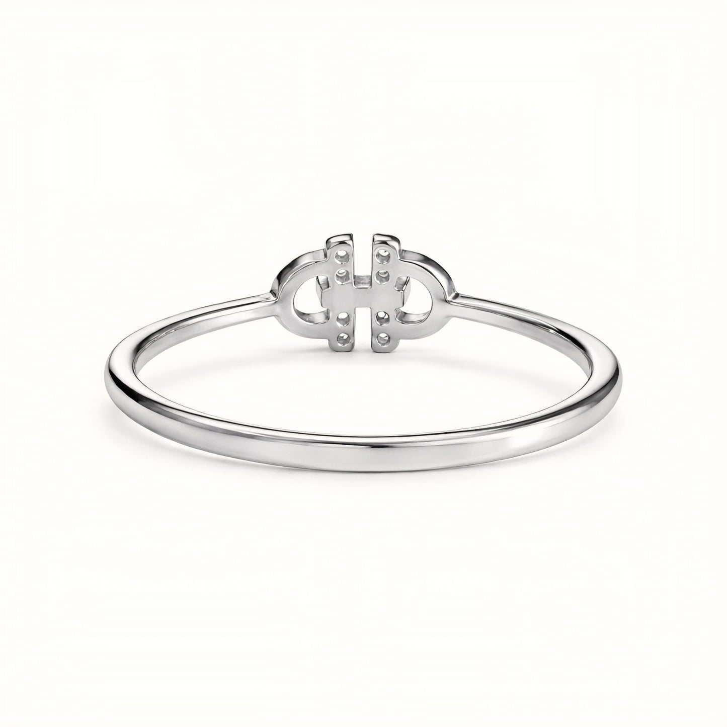 925 Sterling Silver Interlocking Buckle Ring with Cubic Zirconia