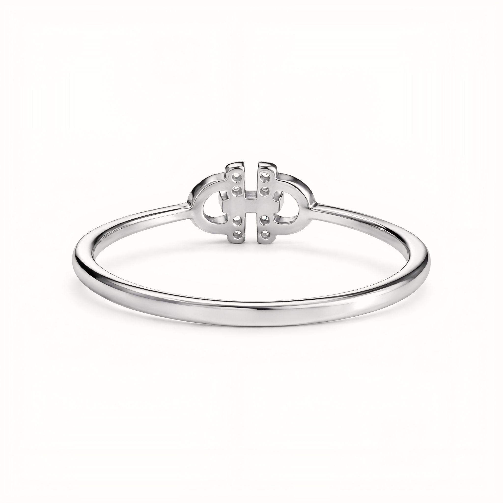 925 Sterling Silver Interlocking Buckle Ring with Cubic Zirconia