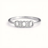 925 Sterling Silver Geometric Chain-Link Ring with Cubic Zirconia