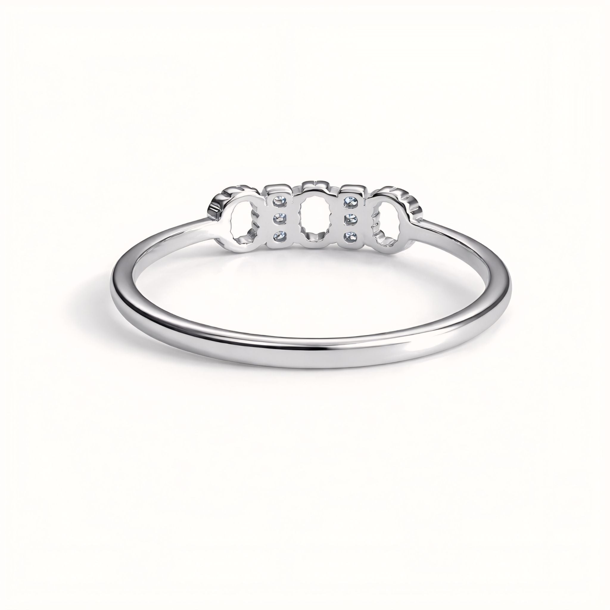 925 Sterling Silver Geometric Chain-Link Ring with Cubic Zirconia