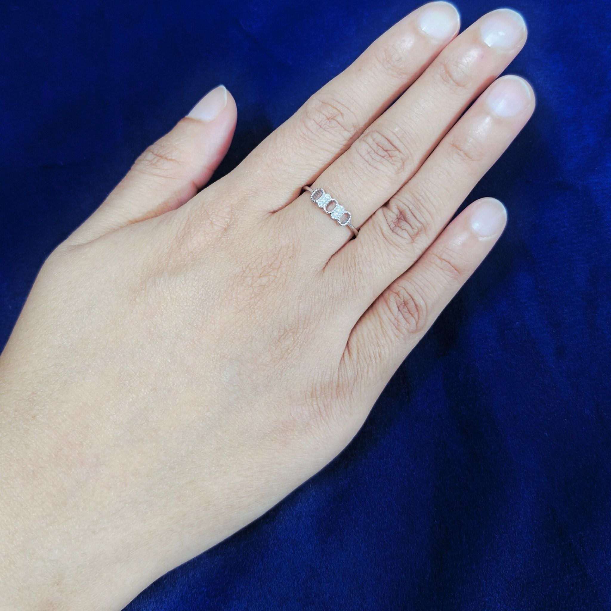 925 Sterling Silver Geometric Chain-Link Ring with Cubic Zirconia