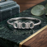 925 Sterling Silver Geometric Chain-Link Ring with Cubic Zirconia