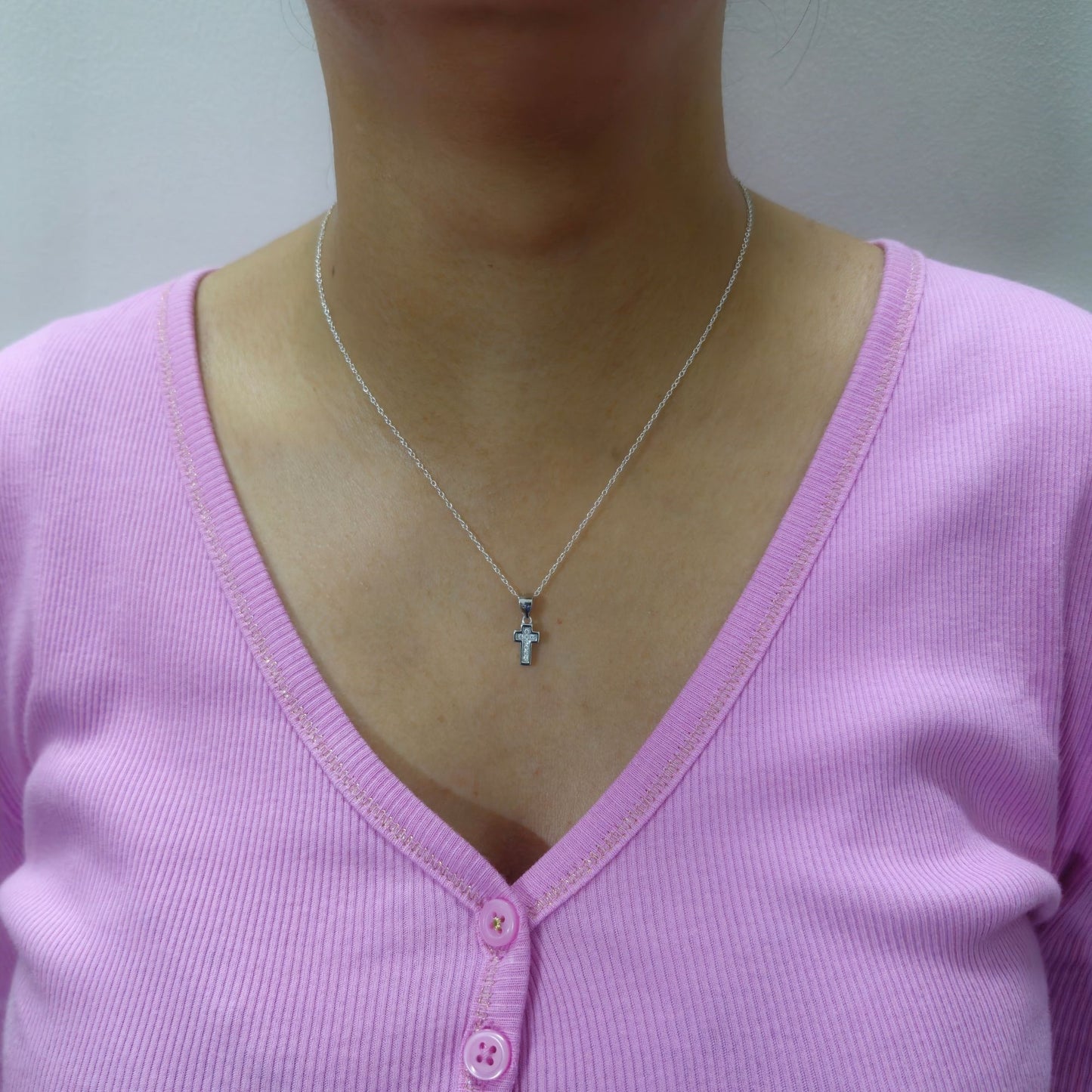 925 Sterling Silver Cross Pendant with Cubic Zirconia
