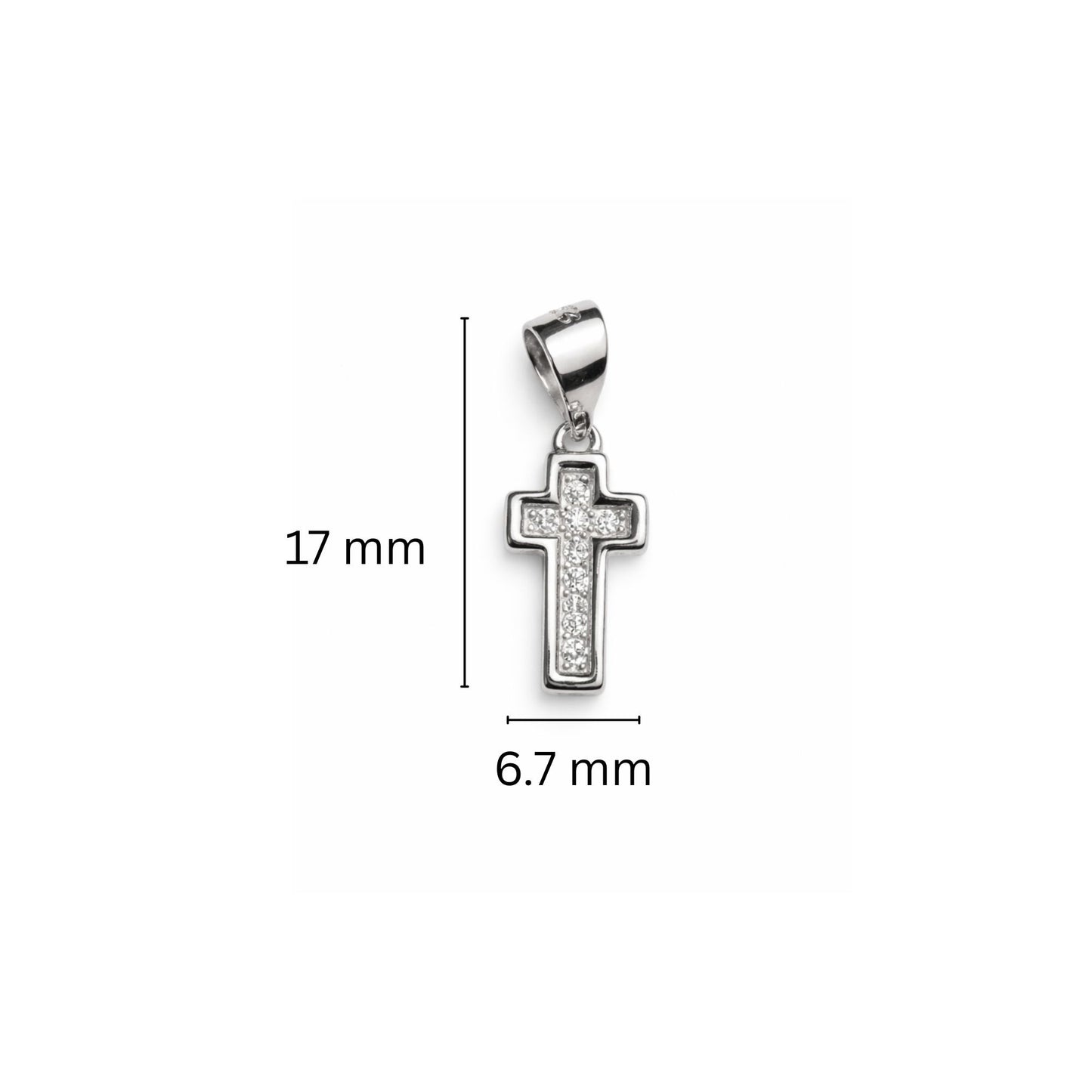 925 Sterling Silver Cross Pendant with Cubic Zirconia