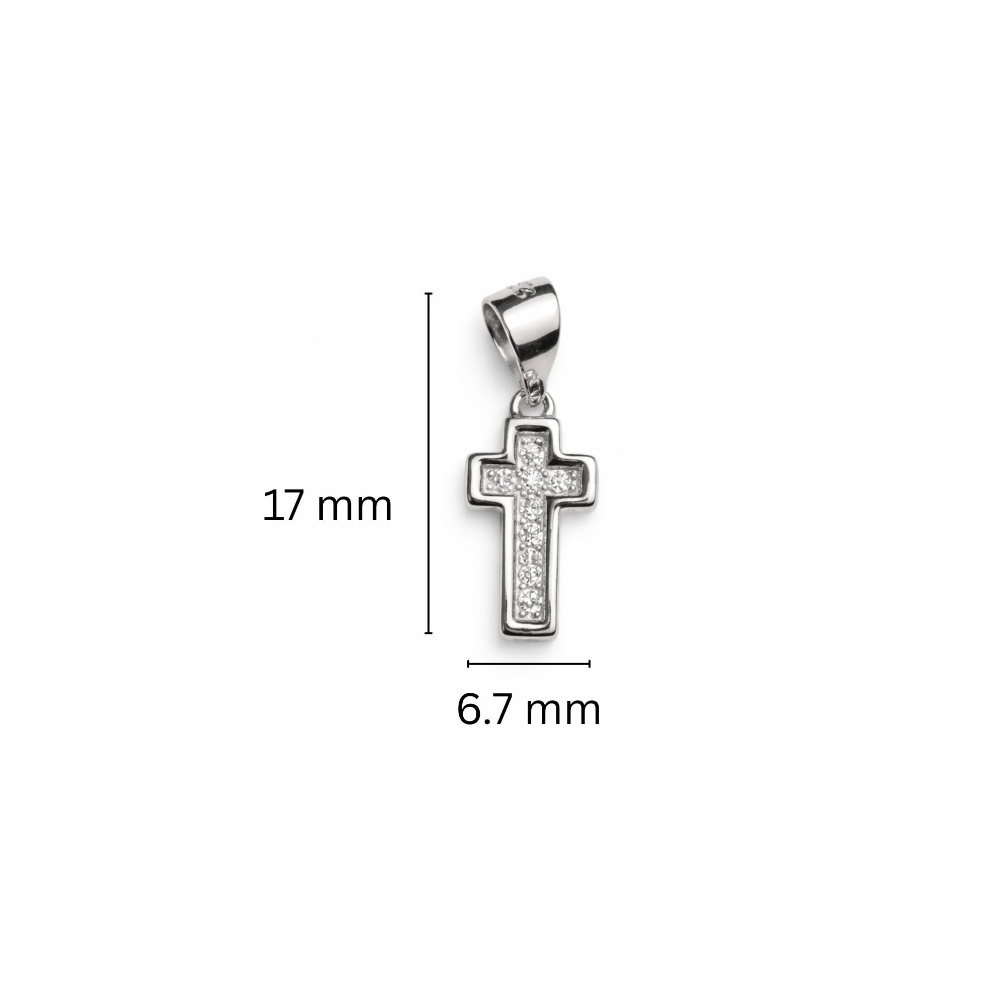 925 Sterling Silver Cross Pendant with Cubic Zirconia