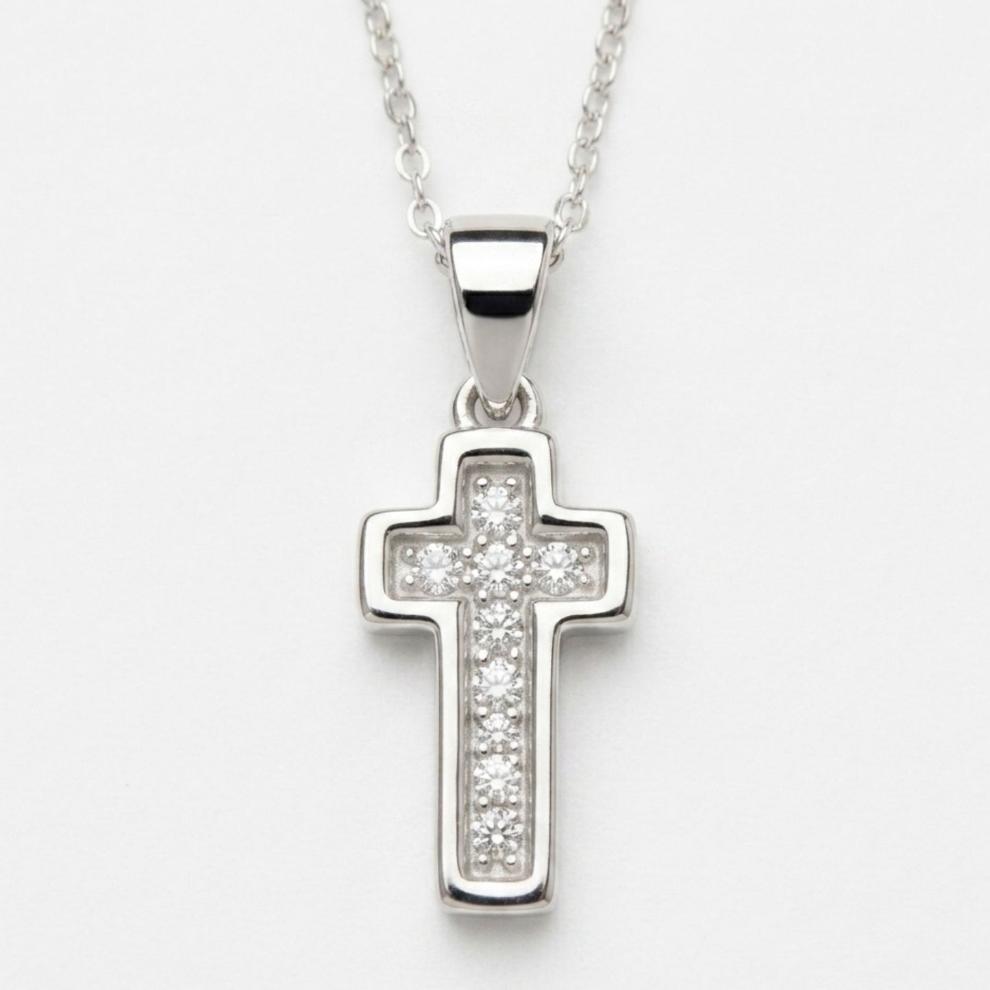 925 Sterling Silver Cross Pendant with Cubic Zirconia