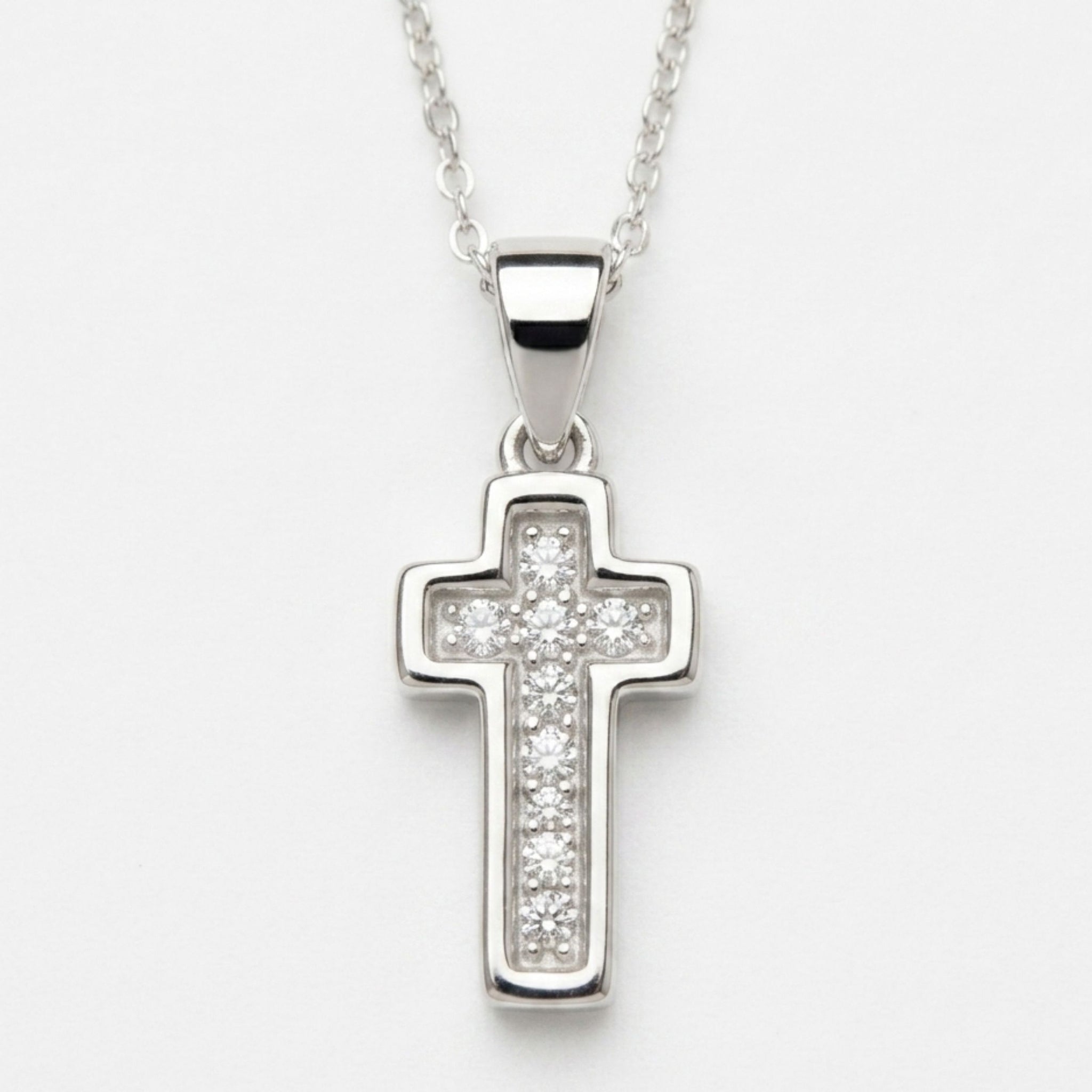 925 Sterling Silver Cross Pendant with Cubic Zirconia