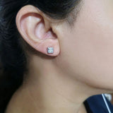 925 Sterling Silver Bezel-Set Princess Cut Cubic Zirconia Pendant and Earrings Set