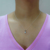 925 Sterling Silver Bezel-Set Princess Cut Cubic Zirconia Pendant and Earrings Set