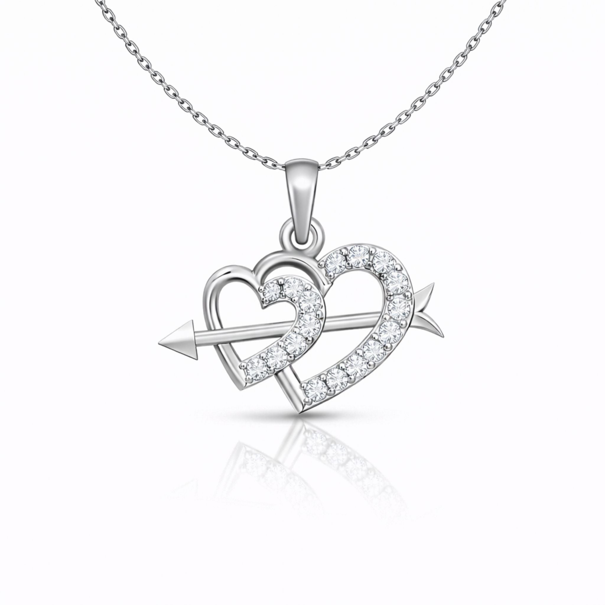 Cupid Heart Lab-Grown Diamond Pendant in 925 Sterling Silver