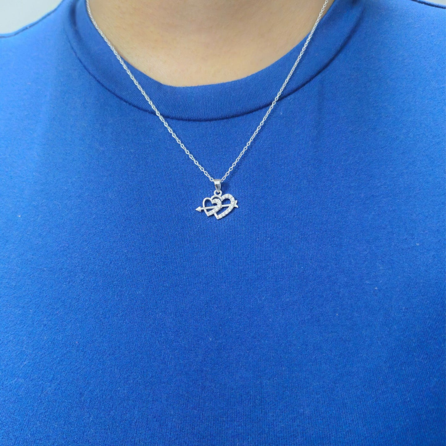 Cupid Heart Lab-Grown Diamond Pendant in 925 Sterling Silver