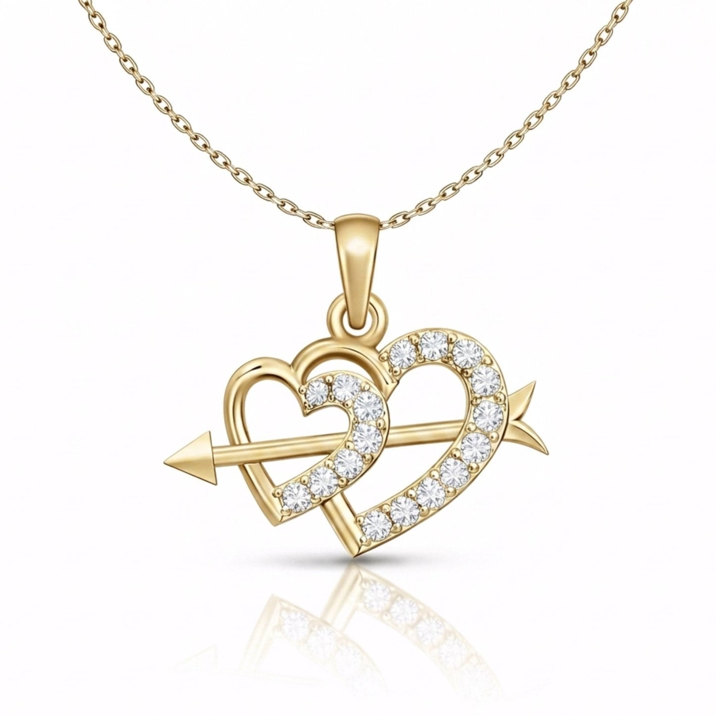 Cupid Heart Lab-Grown Diamond Pendant in 925 Sterling Silver with Chain