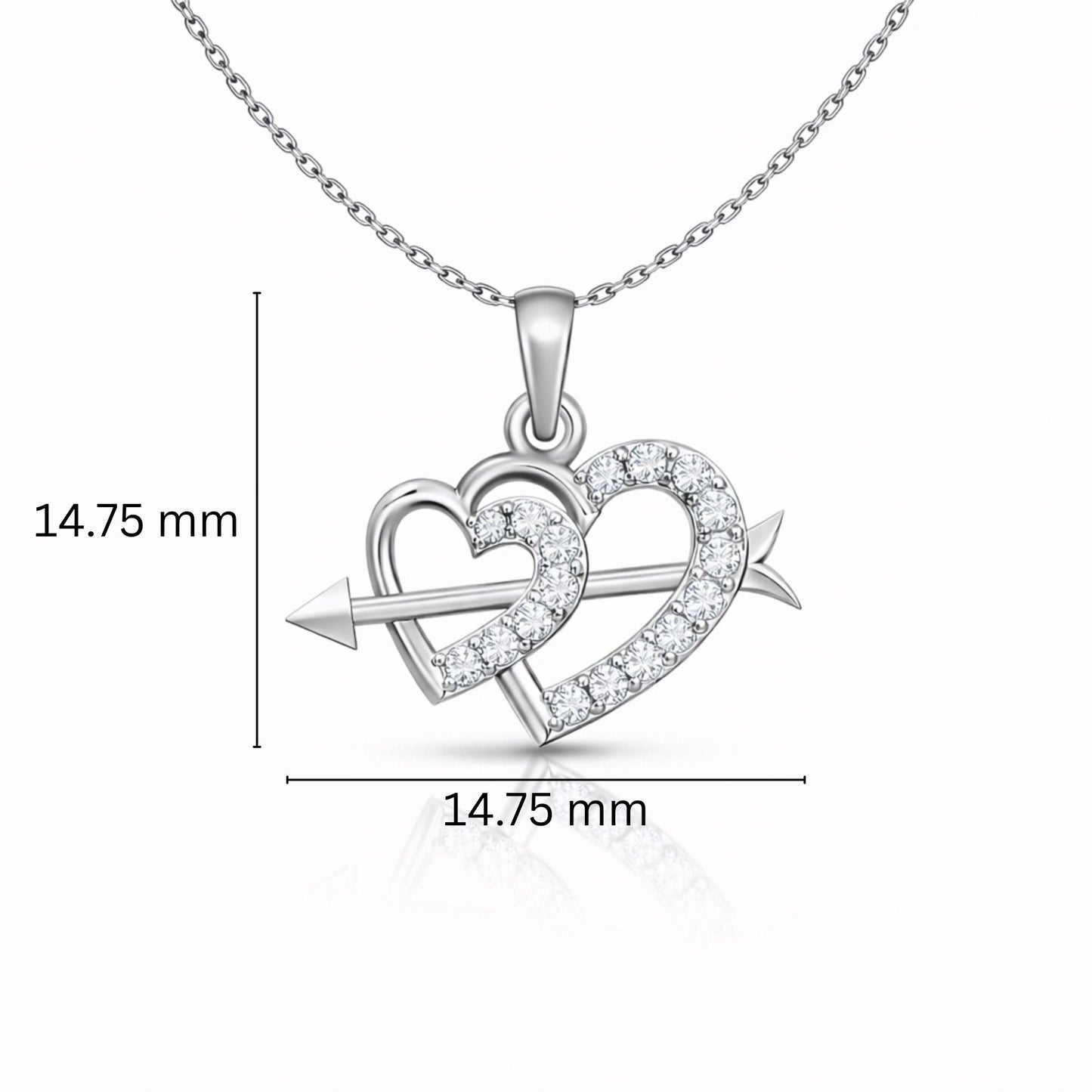 Cupid Heart Lab-Grown Diamond Pendant in 925 Sterling Silver with Chain