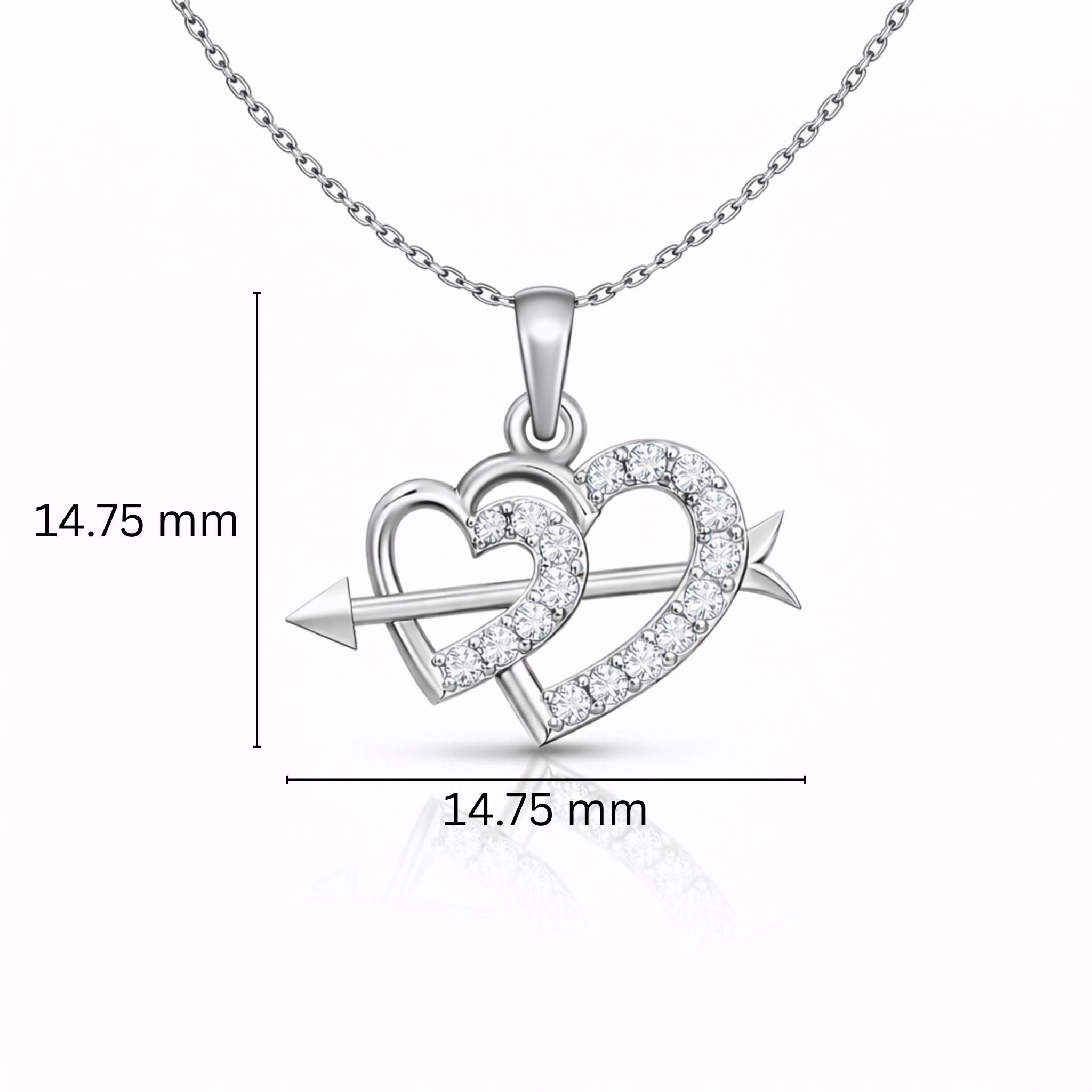 Cupid Heart Lab-Grown Diamond Pendant in 925 Sterling Silver with Chain