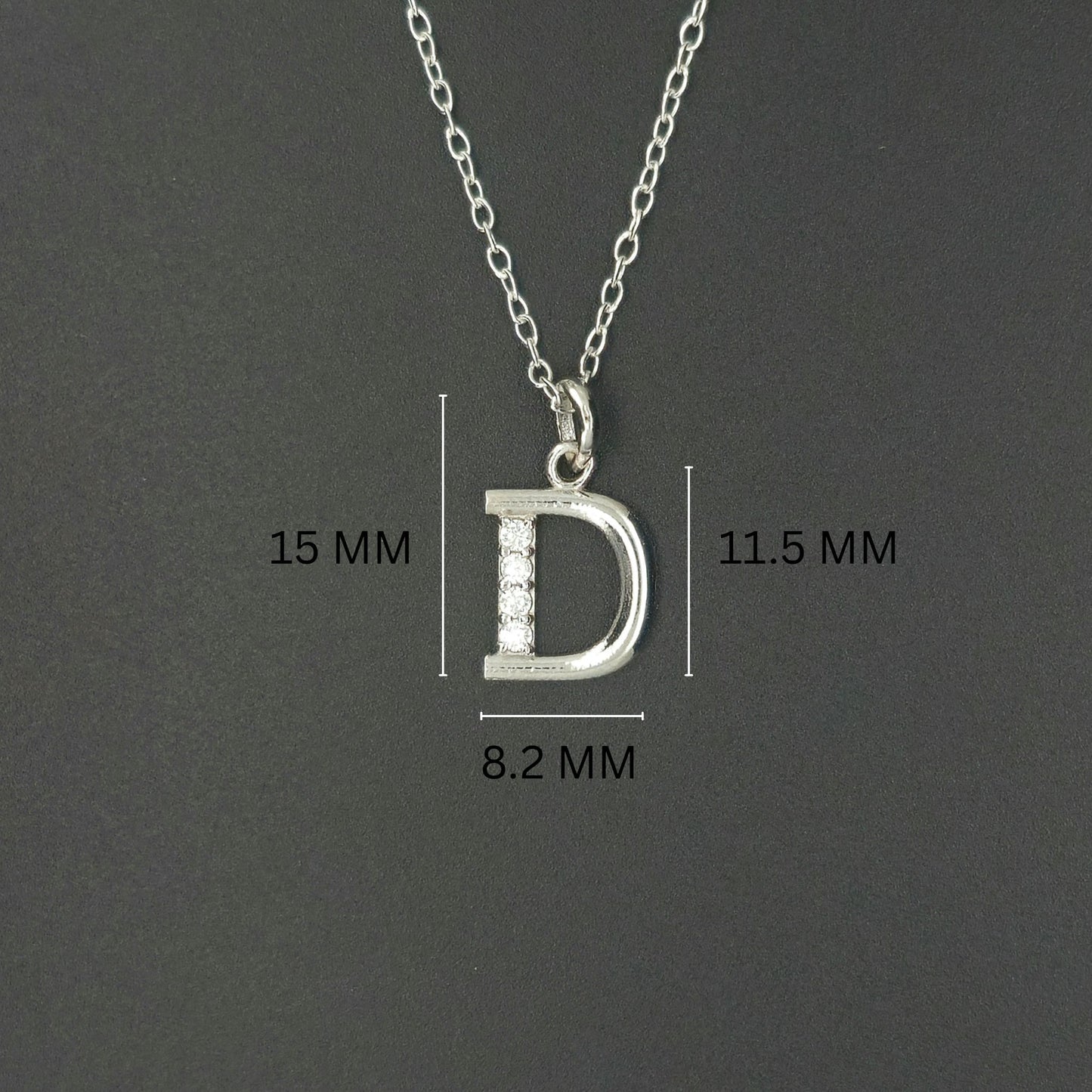 925 Sterling Silver Initial D Necklace With cubic Zirconia