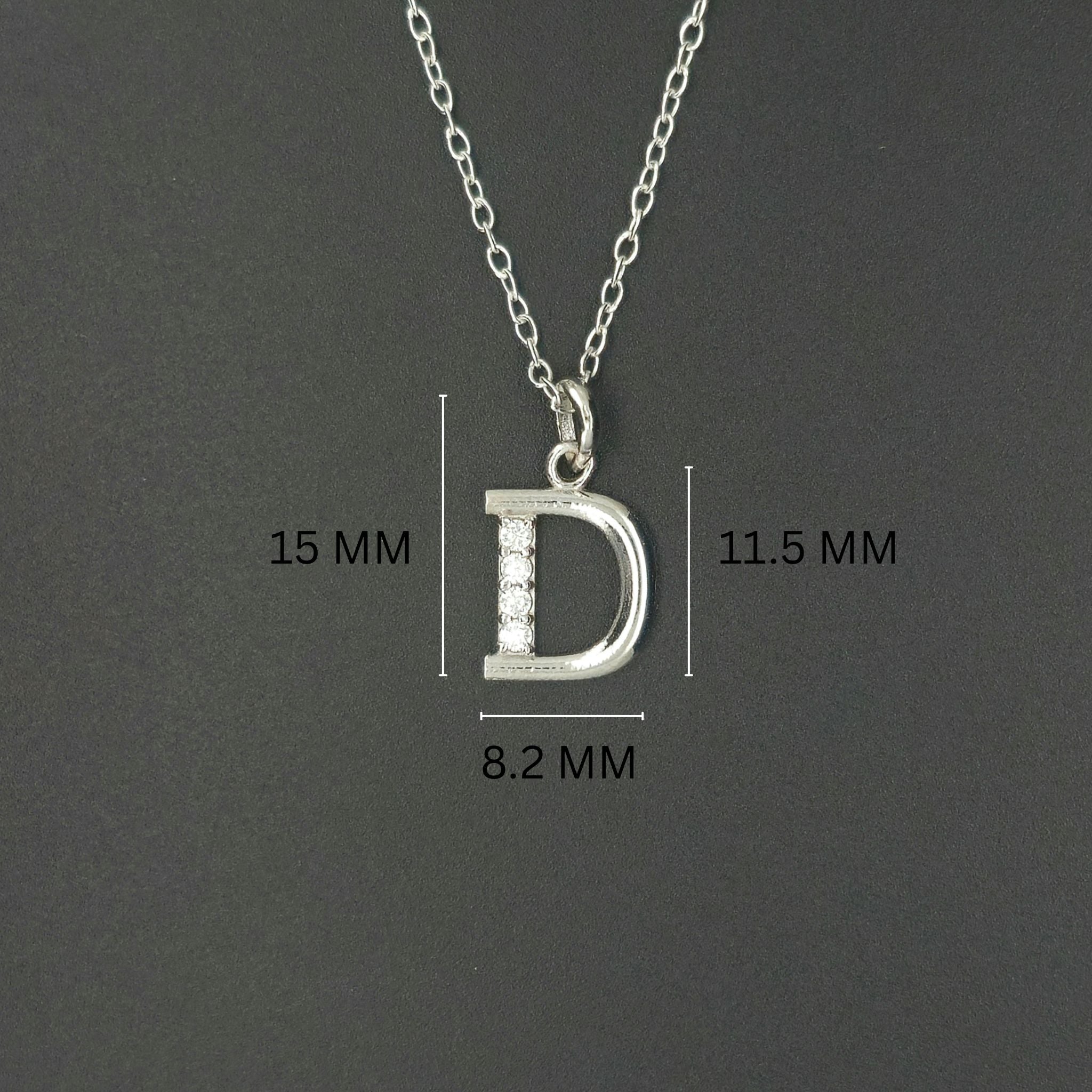 925 Sterling Silver Initial D Necklace With cubic Zirconia