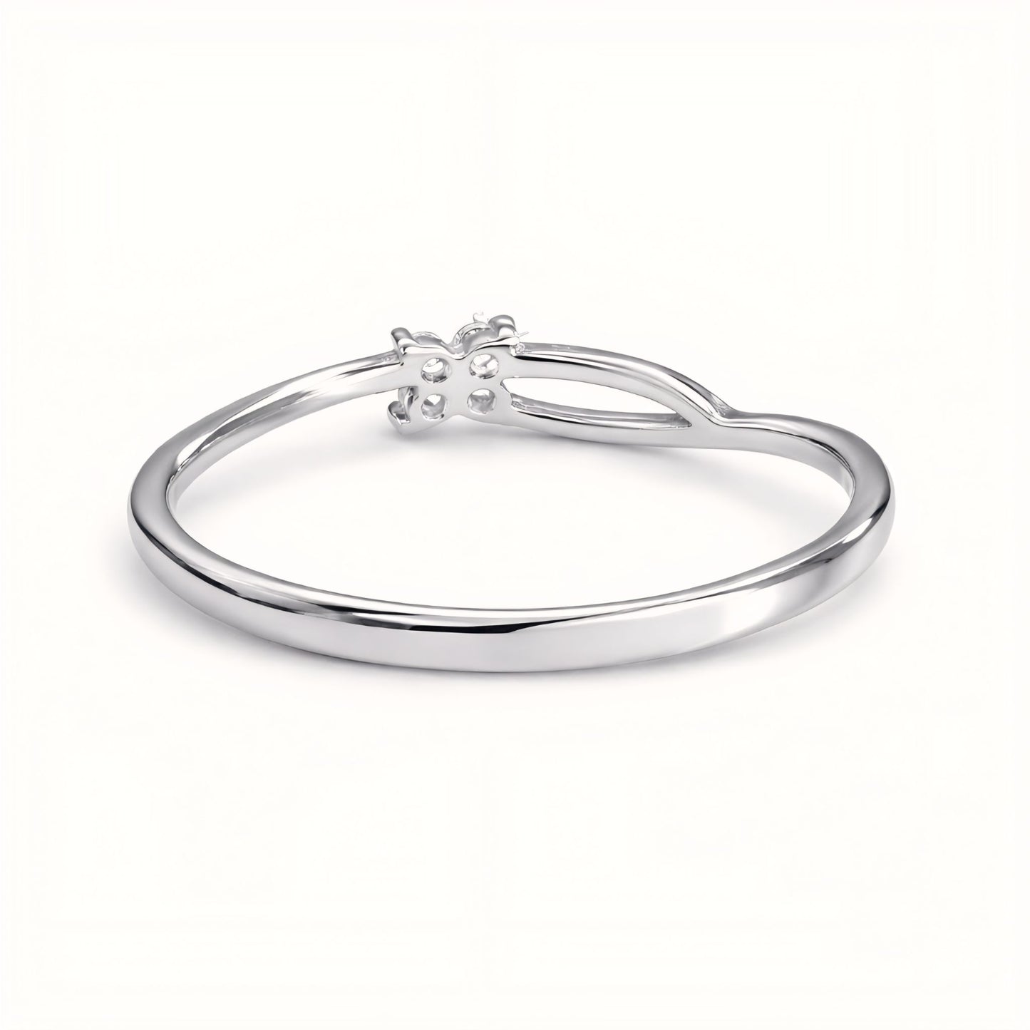 Dainty Leaf-Inspired Sterling Silver Ring with Cubic Zirconia