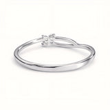 Dainty Leaf-Inspired Sterling Silver Ring with Cubic Zirconia