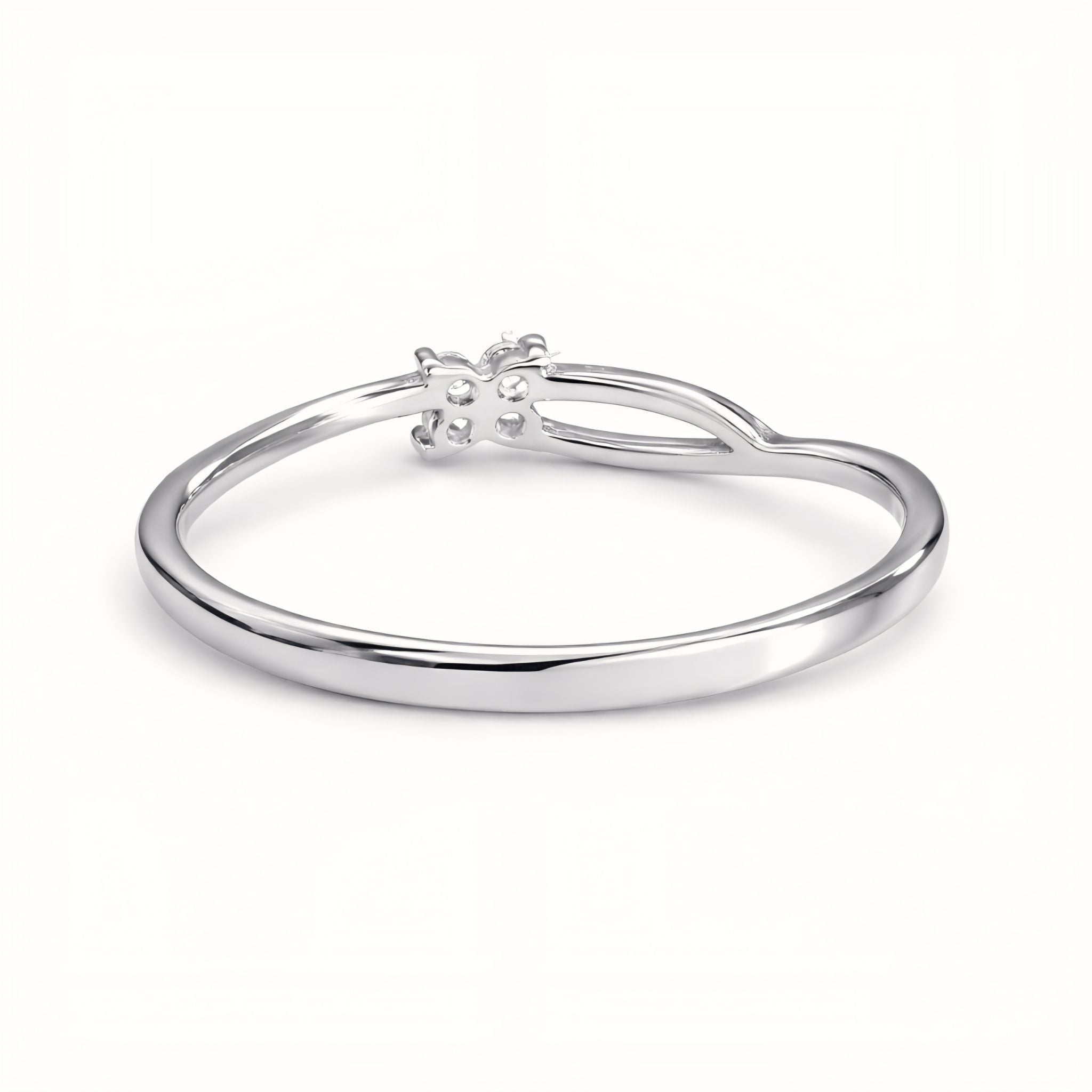 Dainty Leaf-Inspired Sterling Silver Ring with Cubic Zirconia