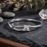 Dainty Leaf-Inspired Sterling Silver Ring with Cubic Zirconia