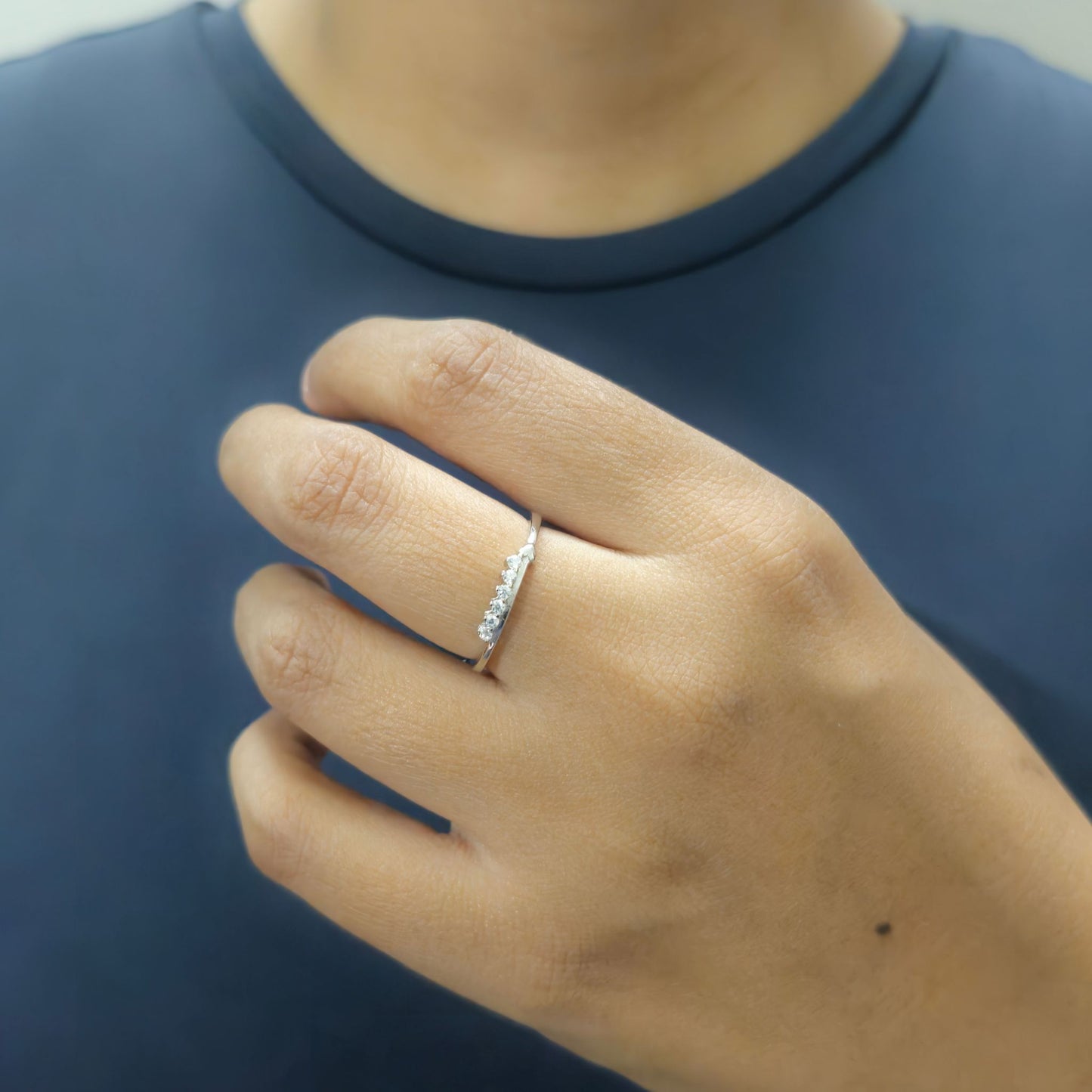 Dainty Sterling Silver Accent Ring With Cubic Zirconia