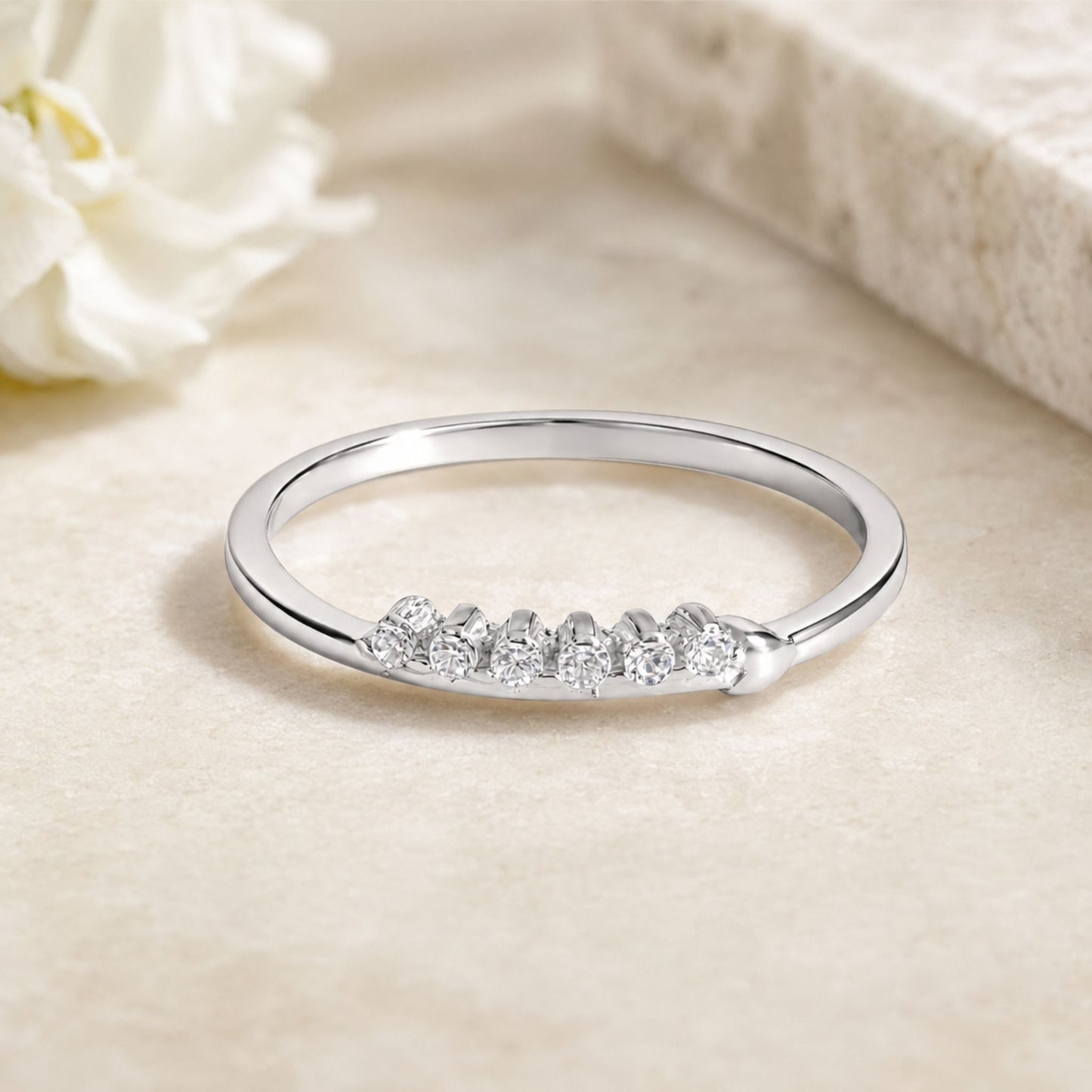 Dainty Sterling Silver Accent Ring With Cubic Zirconia